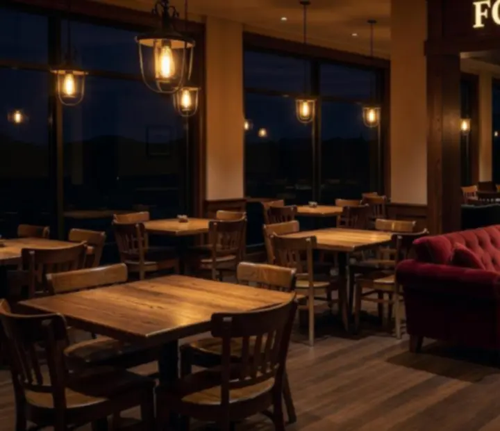 Guests moving from the ADSIGHT LTD restaurant dining room into the poker lounge during the evening.